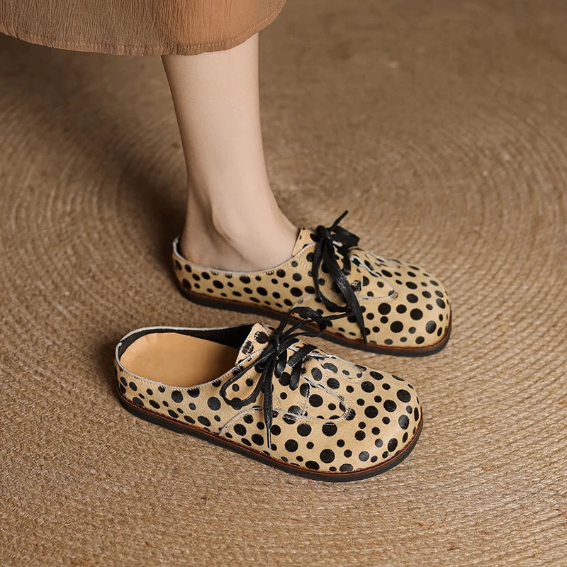Handmade Genuine Leather Horse hair Suede Clogs leopard Flat Sandal women Mules Cork Foot Bed Shoes Casual Sandal Sex slippers